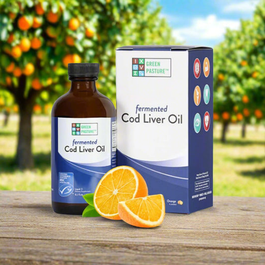 Green Pasture Blue Ice Fermented Cod Liver Oil Liquid Oslo Orange 180 ml - Nourishing Ecology