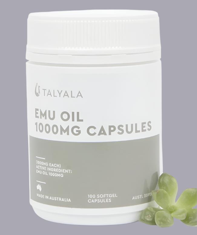 Talyala Emu Oil 1000mg Capsules Made in Australia and 100 Capsules 